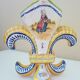 Fleur-de-lis shaped vase, glazed ceramic, Brittany, Quimper, Breton ermines, character
