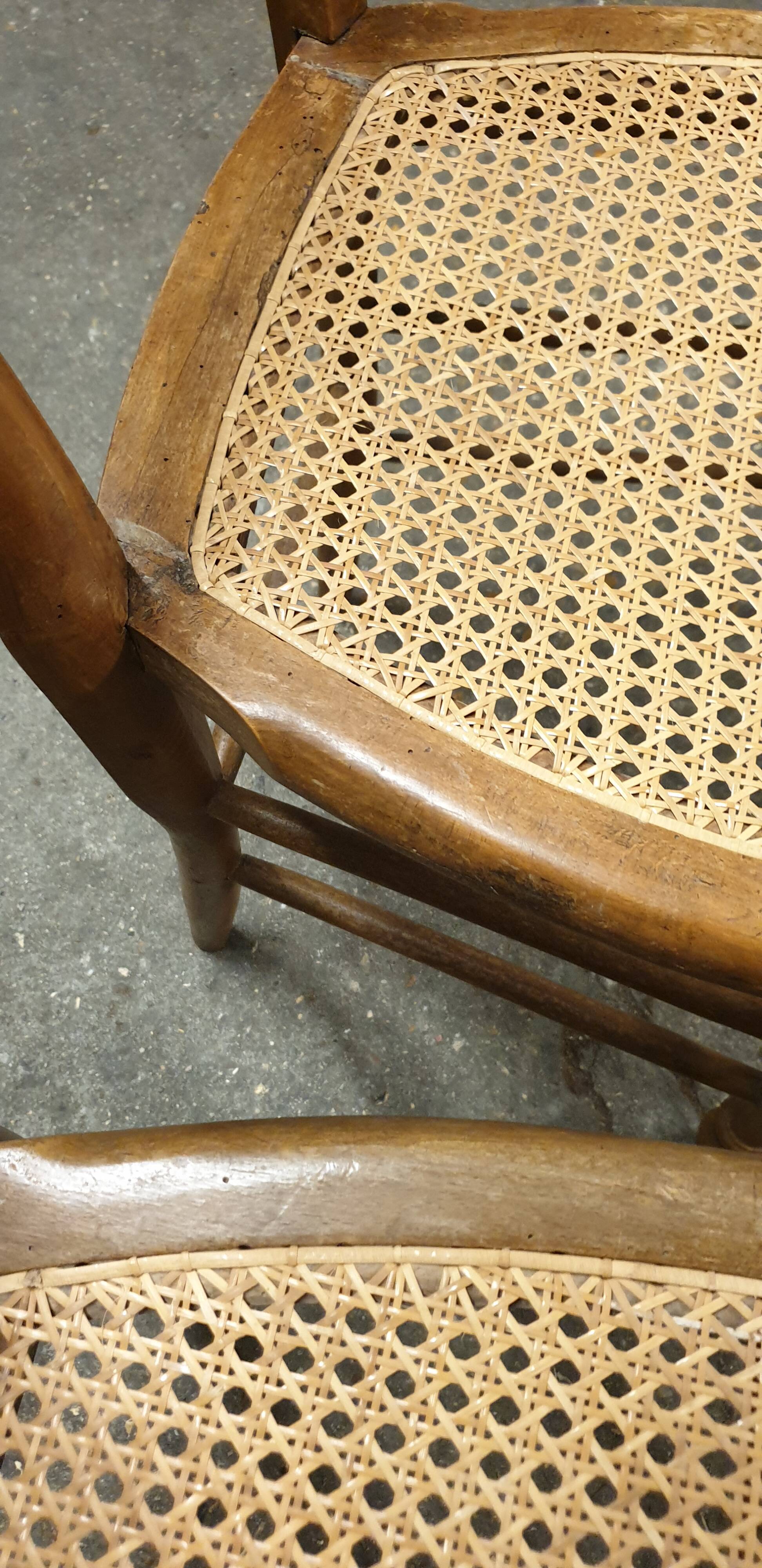 Pair of Louis Philippe walnut/Canage chairs