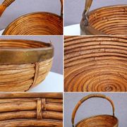 Rattan and brass basket 1970