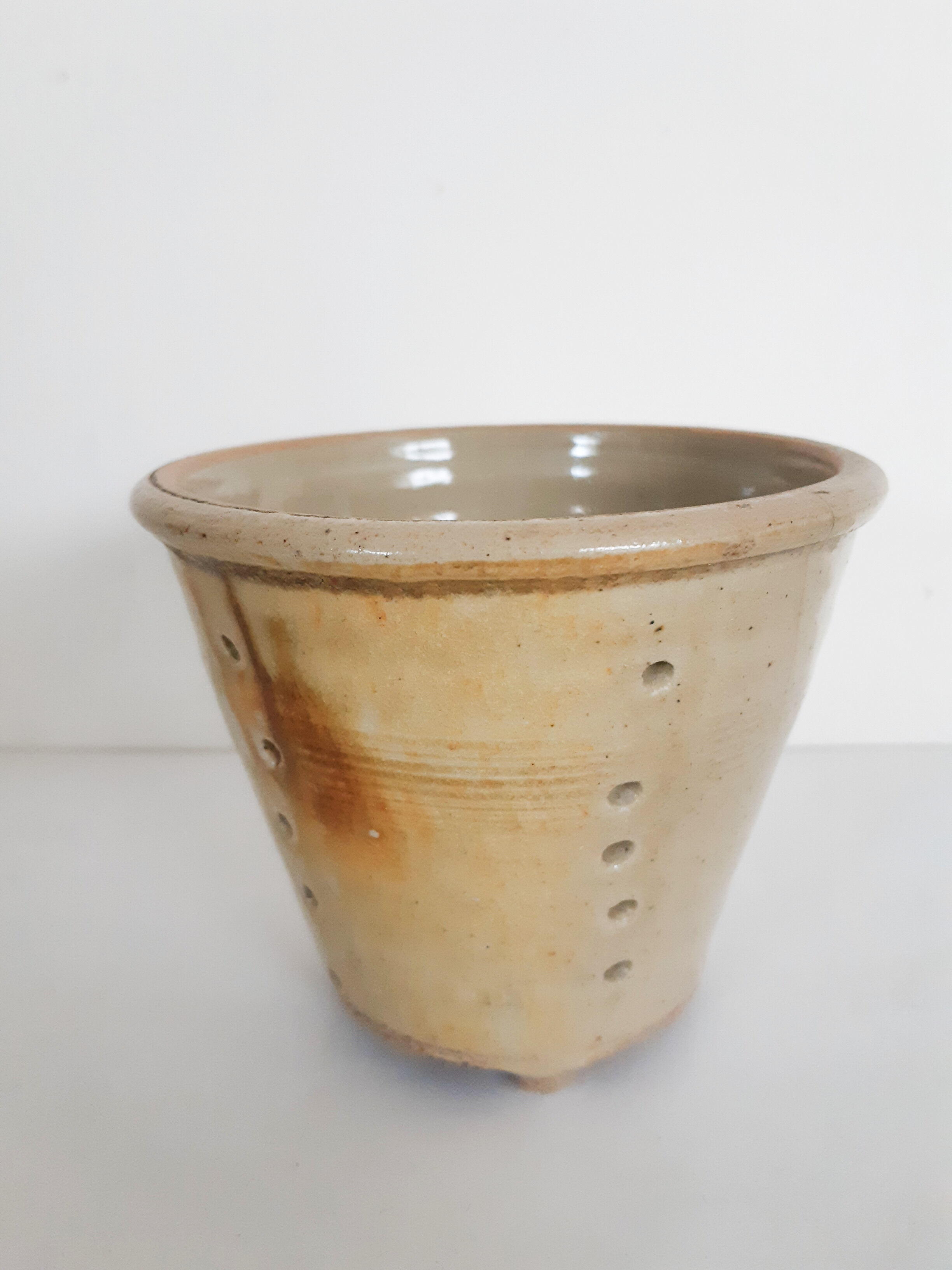 Cheese faisselles , colander in glazed stoneware, vintage French