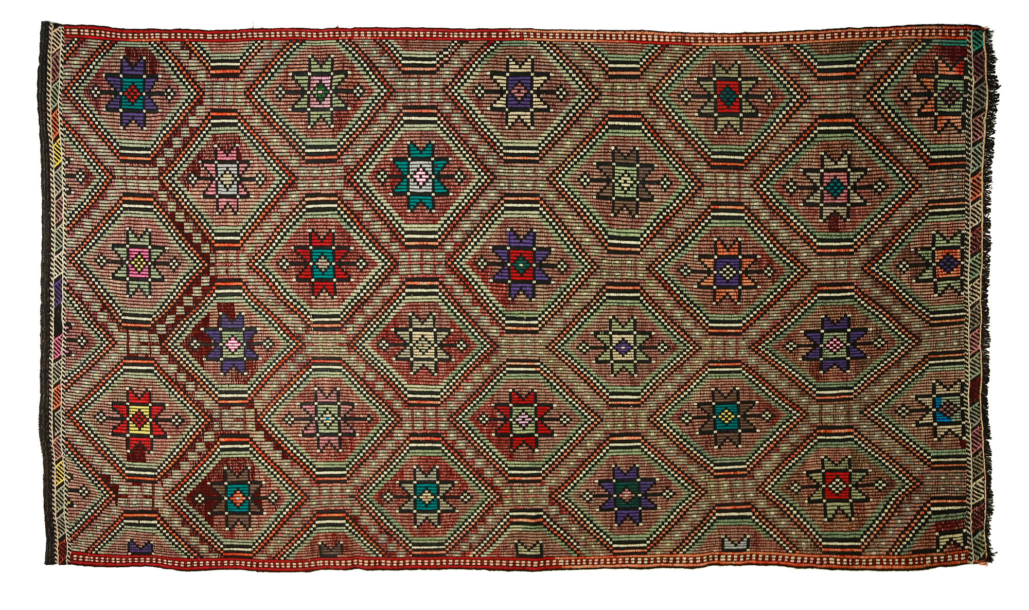 Anatolian handmade kilim rug 330 cm x 191 cm