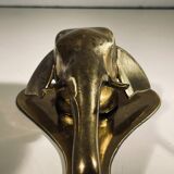 Door knocker / wall paperweight, bronze elephant sculpture
