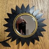 Vintage 70s: sunflower mirror marked and signed on the back / chaty vallauris am