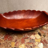Vintage Red Carved Wooden Bowl / Pocket Dish - 41 / 25 / H 8 cm