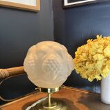 Vintage globe table lamp in art deco pressed frosted glass - circa 20