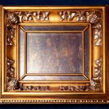 Venetian Art Nouveau large aged glass- Carved vintage mirror