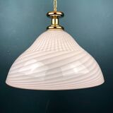 Large swirling Italian pendant lamp in pink Murano glass, 1970s.