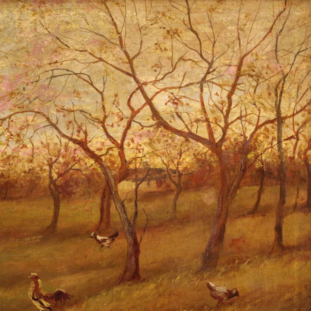 Paysage bucolique peinture italienne du 20e siècle