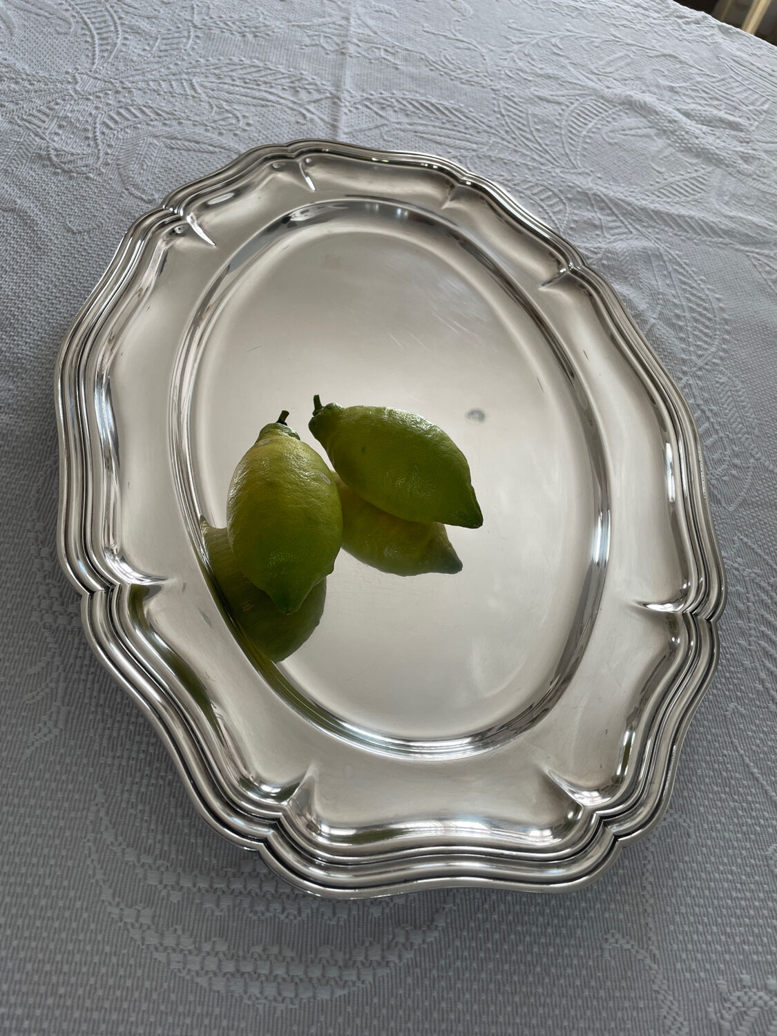 Large plate in silver metal goldsmith Orbrille 51 x 35 cm.
