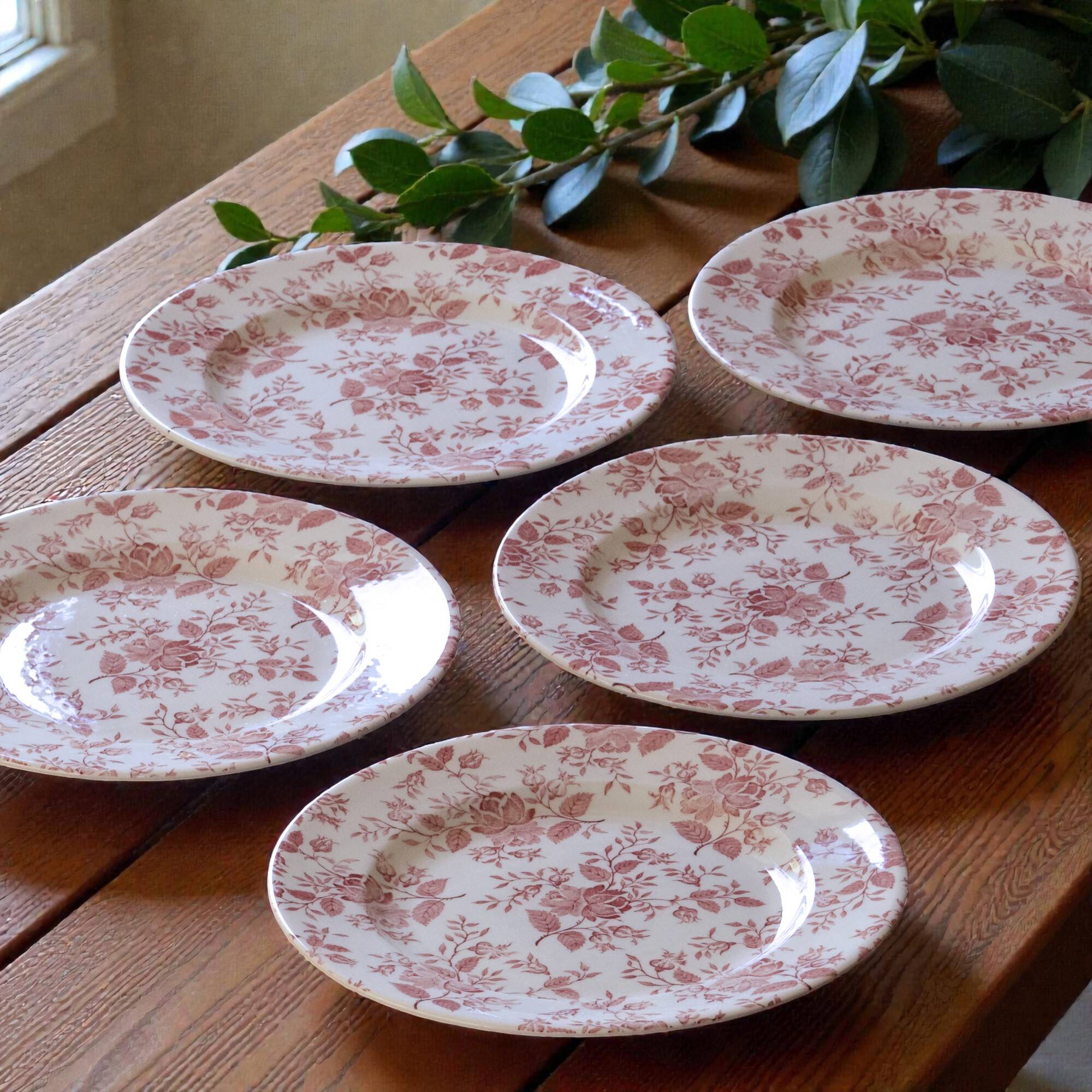 Large EIT England plates decorated with small roses