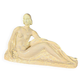 Sculpture « Jeune femme parmi les fleurs », Odyv, Manufacture Berlot-Mussier, Art Déco