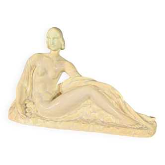 Sculpture « Jeune femme parmi les fleurs », Odyv, Manufacture Berlot-Mussier, Art Déco