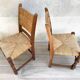 Pair of straw and solid oak chairs