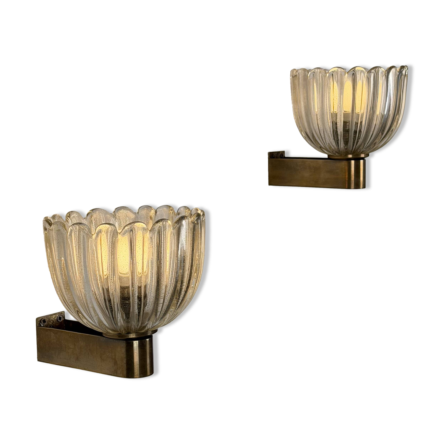 Pair of Murano glass wall sconces by E. Barovier, Italy 1940