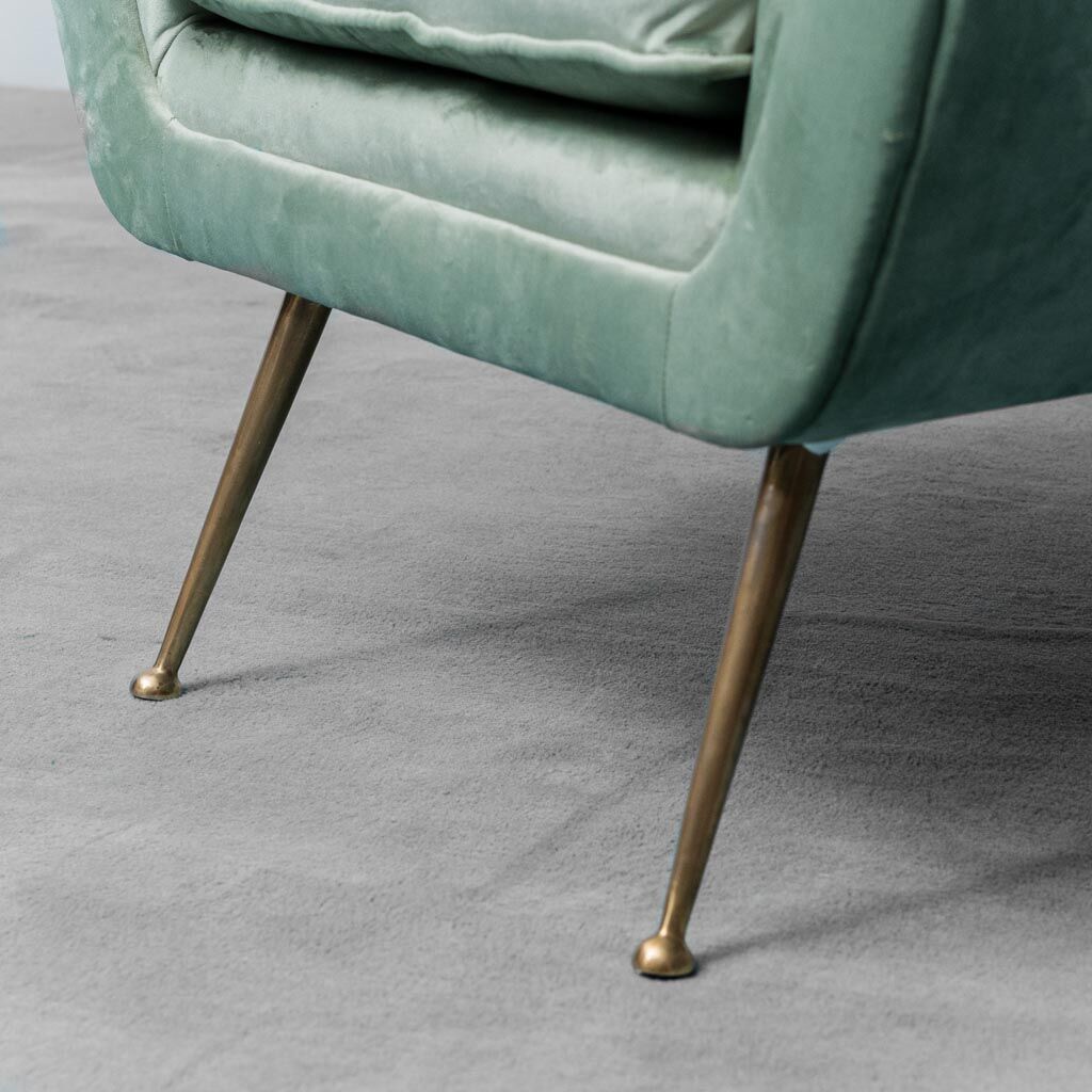 Gigi Radice minotti green velvet armchair from the 1950s vintage modern design