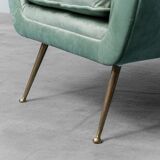 Gigi Radice minotti green velvet armchair from the 1950s vintage modern design