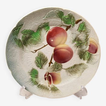 Decorative Plate Barbotine St Clément Made In France Vintage Peach Fruit Pattern