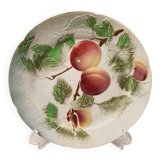 Decorative Plate Barbotine St Clément Made In France Vintage Peach Fruit Pattern