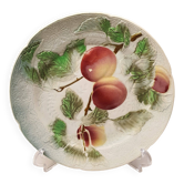 Decorative Plate Barbotine St Clément Made In France Vintage Peach Fruit Pattern