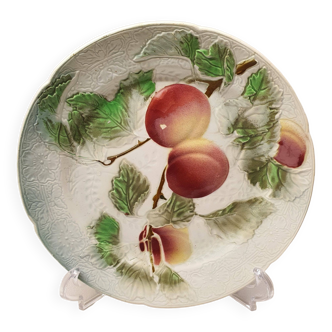 Assiette Décoratif Barbotine St Clément Made In France Motif Fruit Pêche Vintage