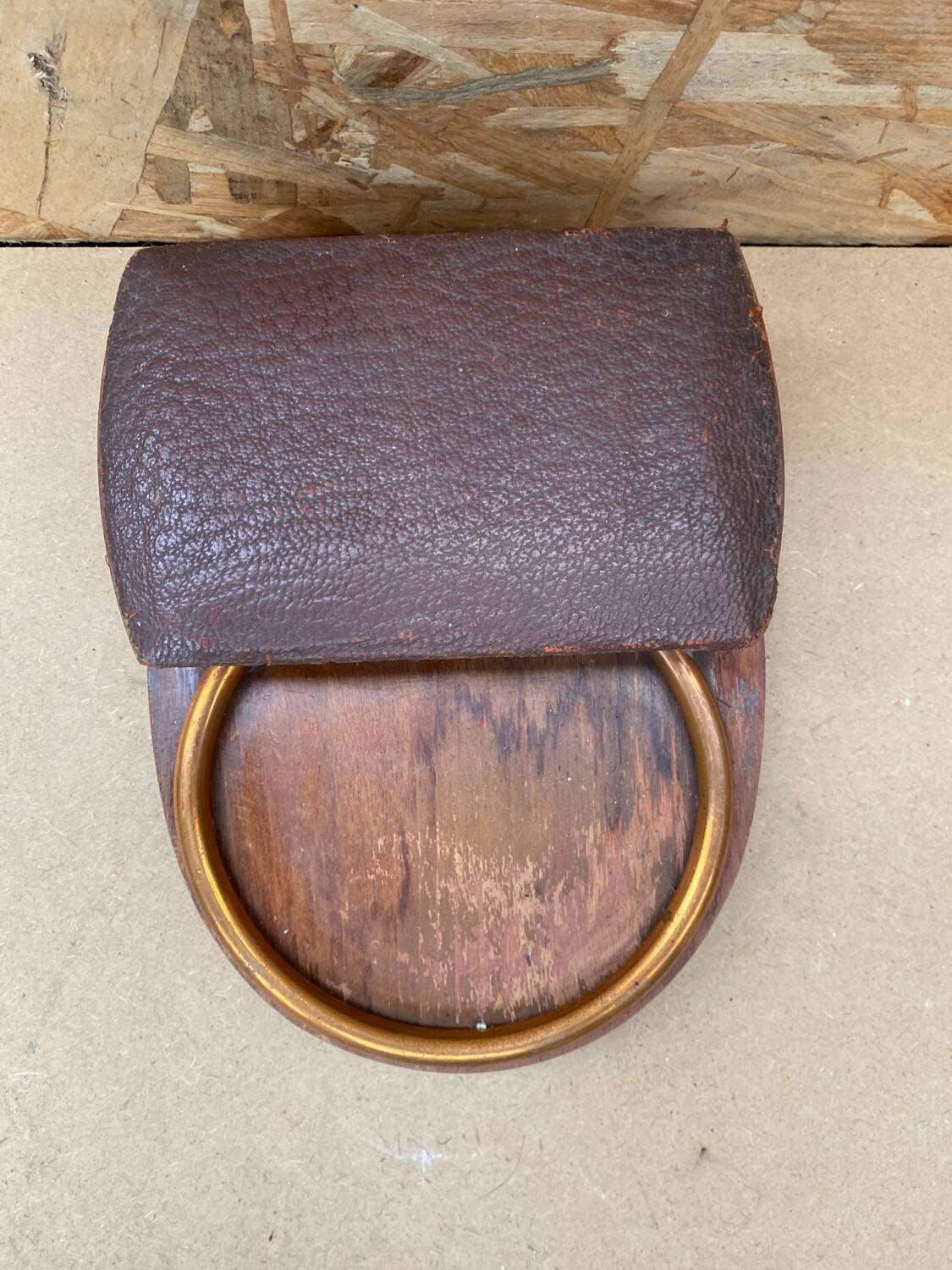 Antique cigarette tobacco dispenser wood & copper 1960s vintage