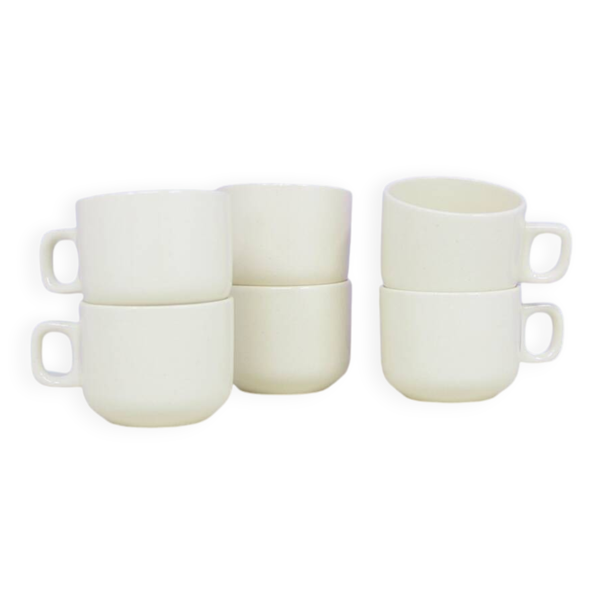 vintage set x6 beige glossy coffee cups