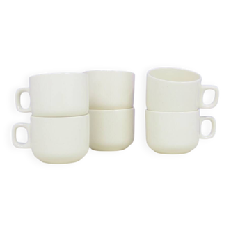 vintage set x6 beige glossy coffee cups