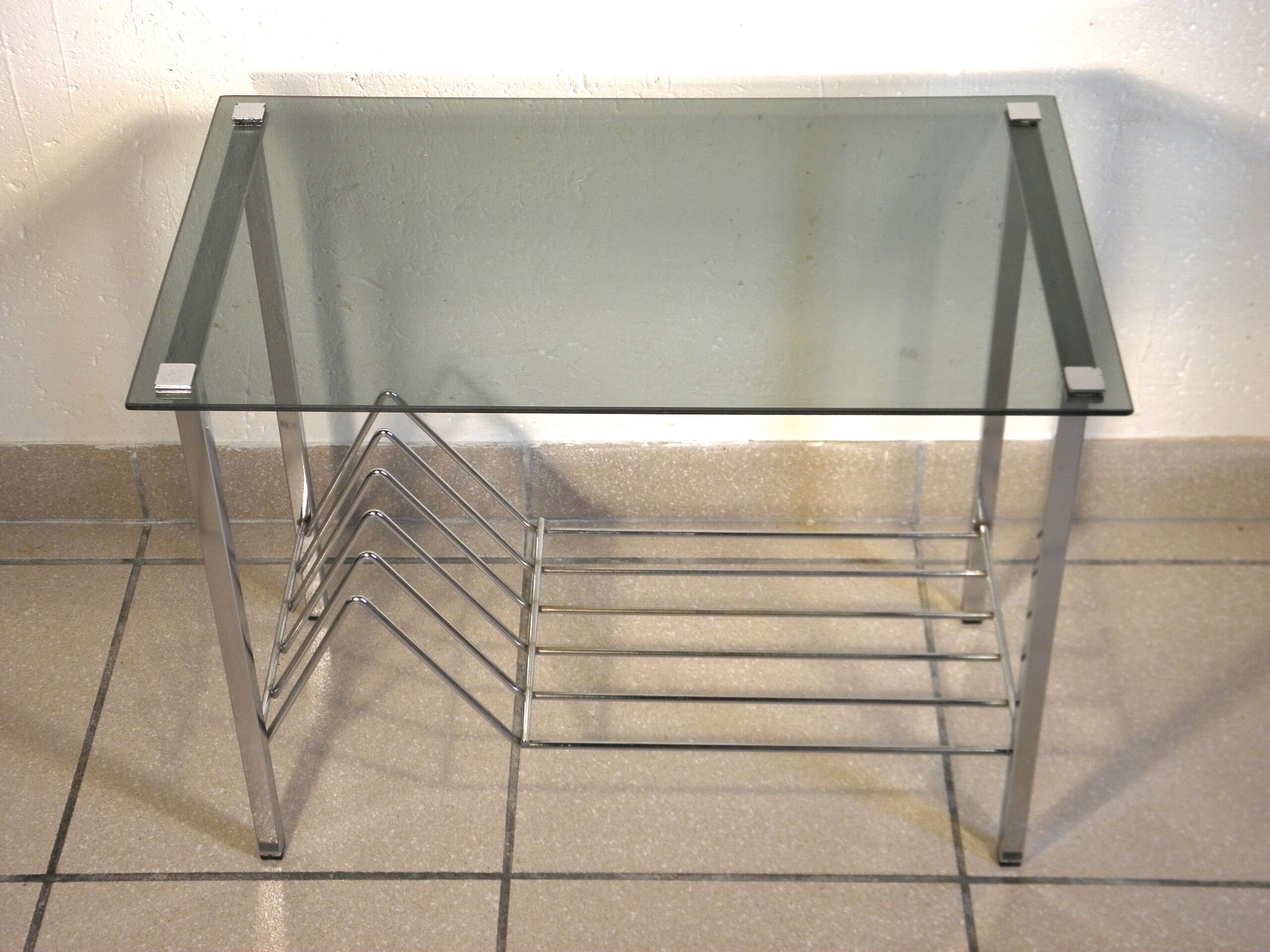 Glass and chrome coffee table 1970