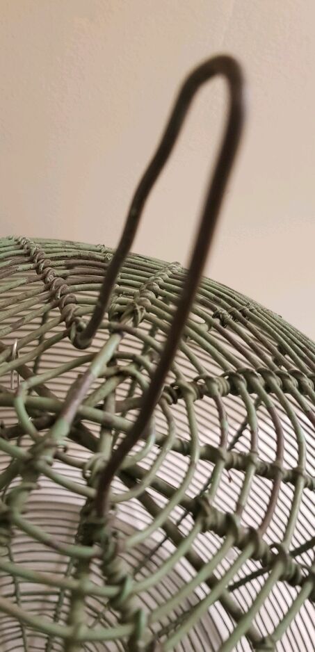 Spherical bird cage green metal