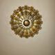 70s round ceiling light in pressed molded glass