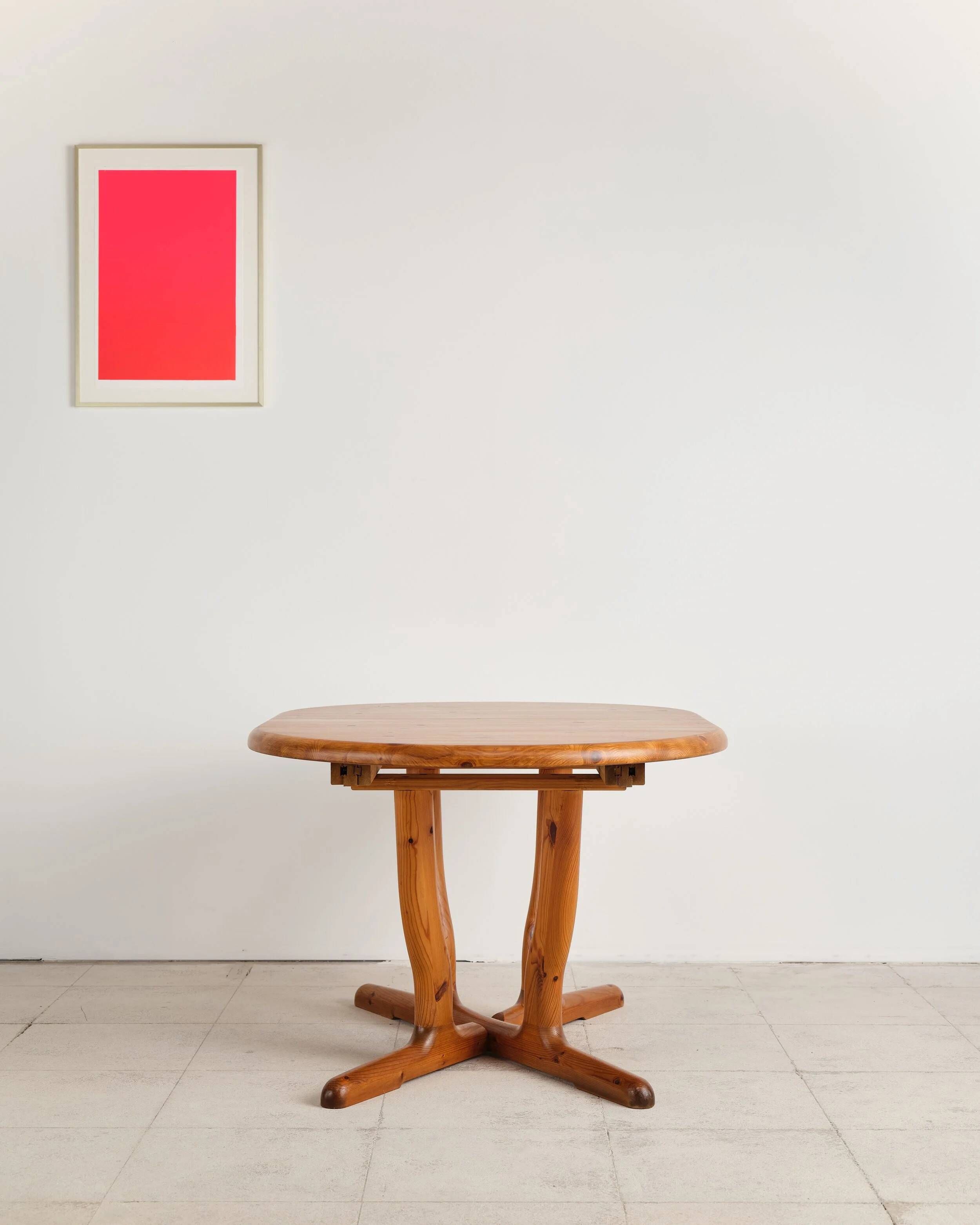 Brutalist extendable table in pine, Rainer Daumiller, Denmark, 1970s.