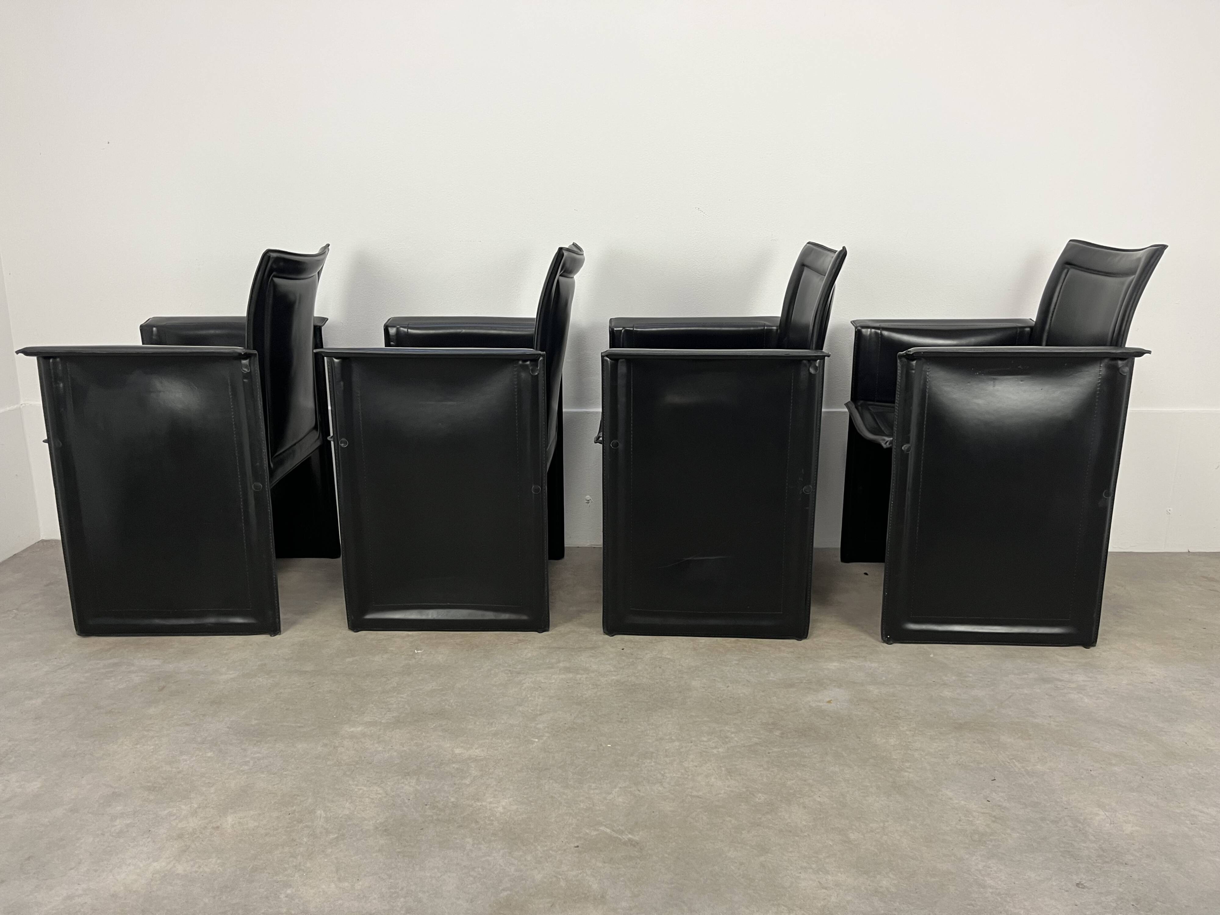 8 style Korium leather chairs in the style of Matteo Grassi