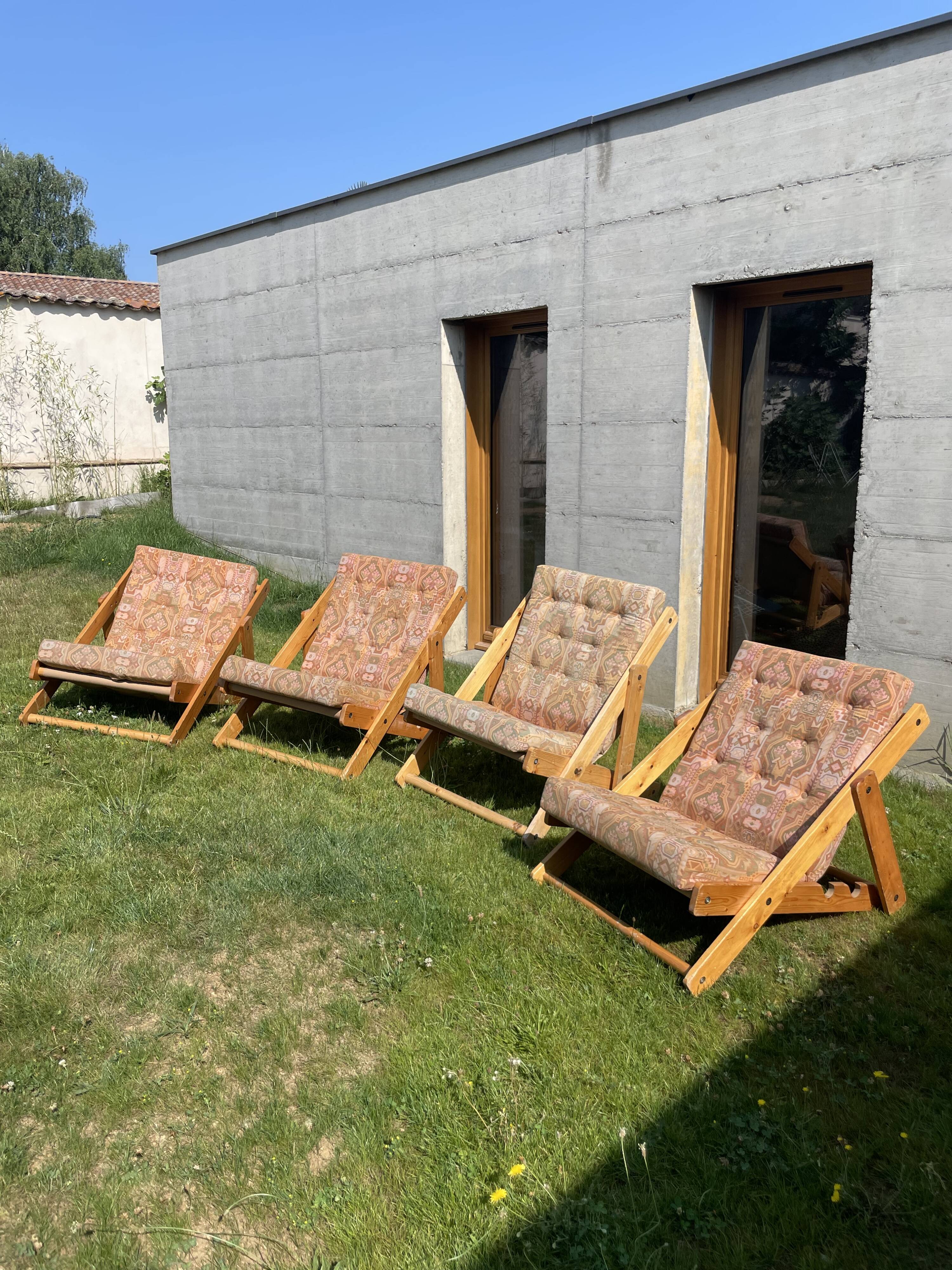 Lot 4 transats en pin Fatöli Kontiki Ikea 1970