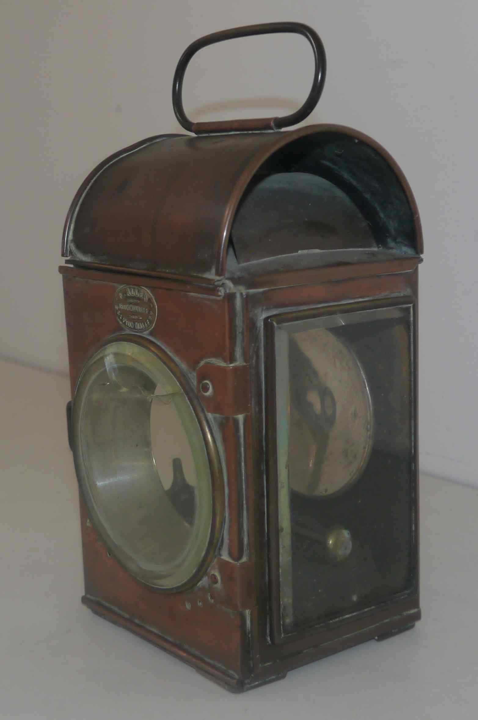 Old railway lamp "R.Allen - Hepton Mallett" early 20th century