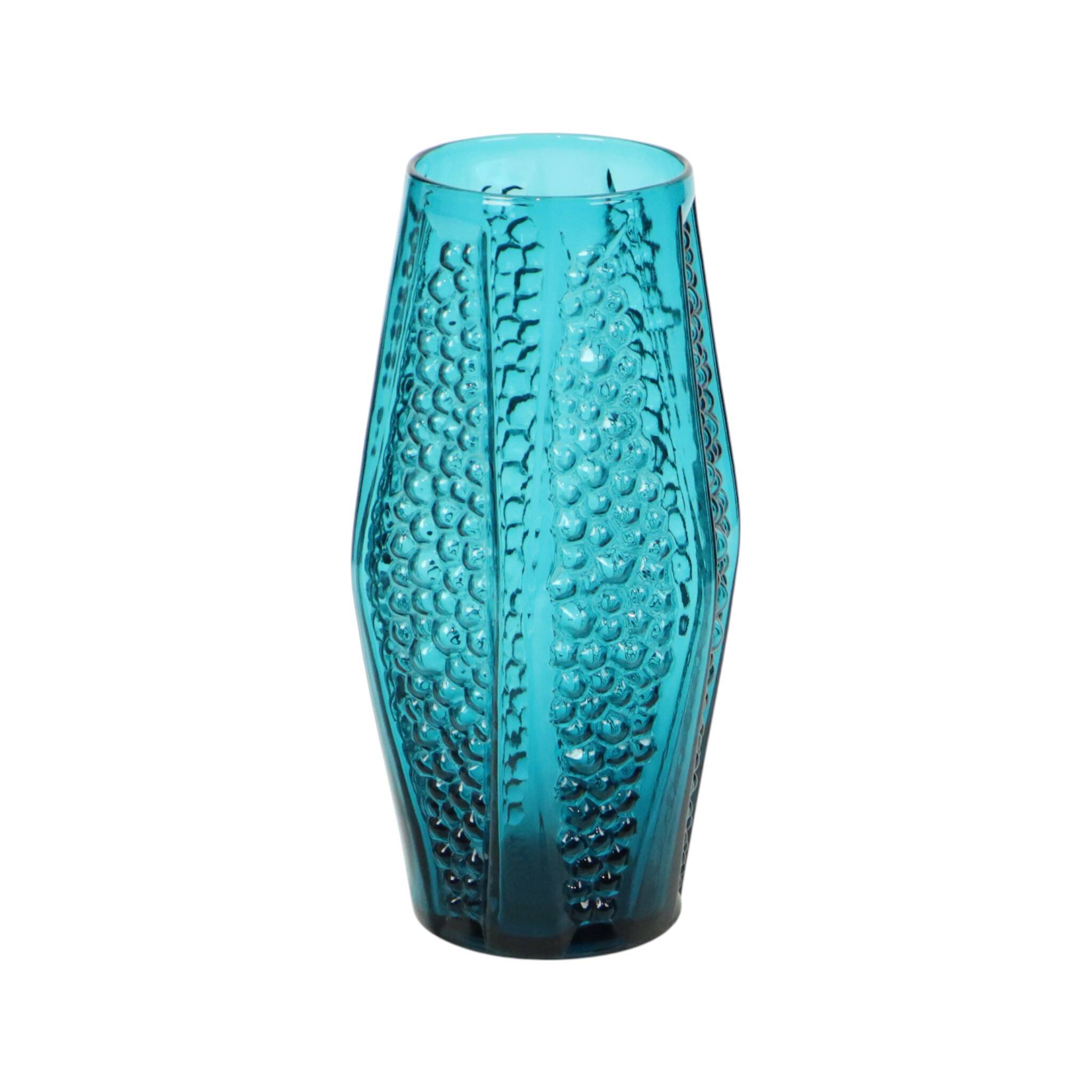 Vase à bulles vintage design bleu Stolle Nieman 1970