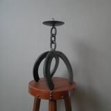 Iron candle holder folk art artisanal horseshoe brutalist decoration candlestick candelabra