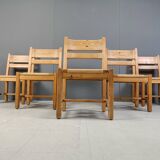 Set of 5 pine wood chairs by GM Mobler, 1960s