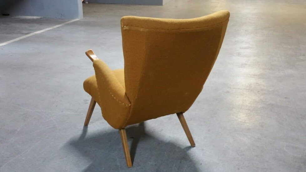 50s 60s Danish armchair has ears golden