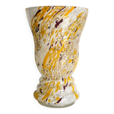 Grand vase en verre d'art de Clichy en jaune, blanc et bordeaux, vers 1900