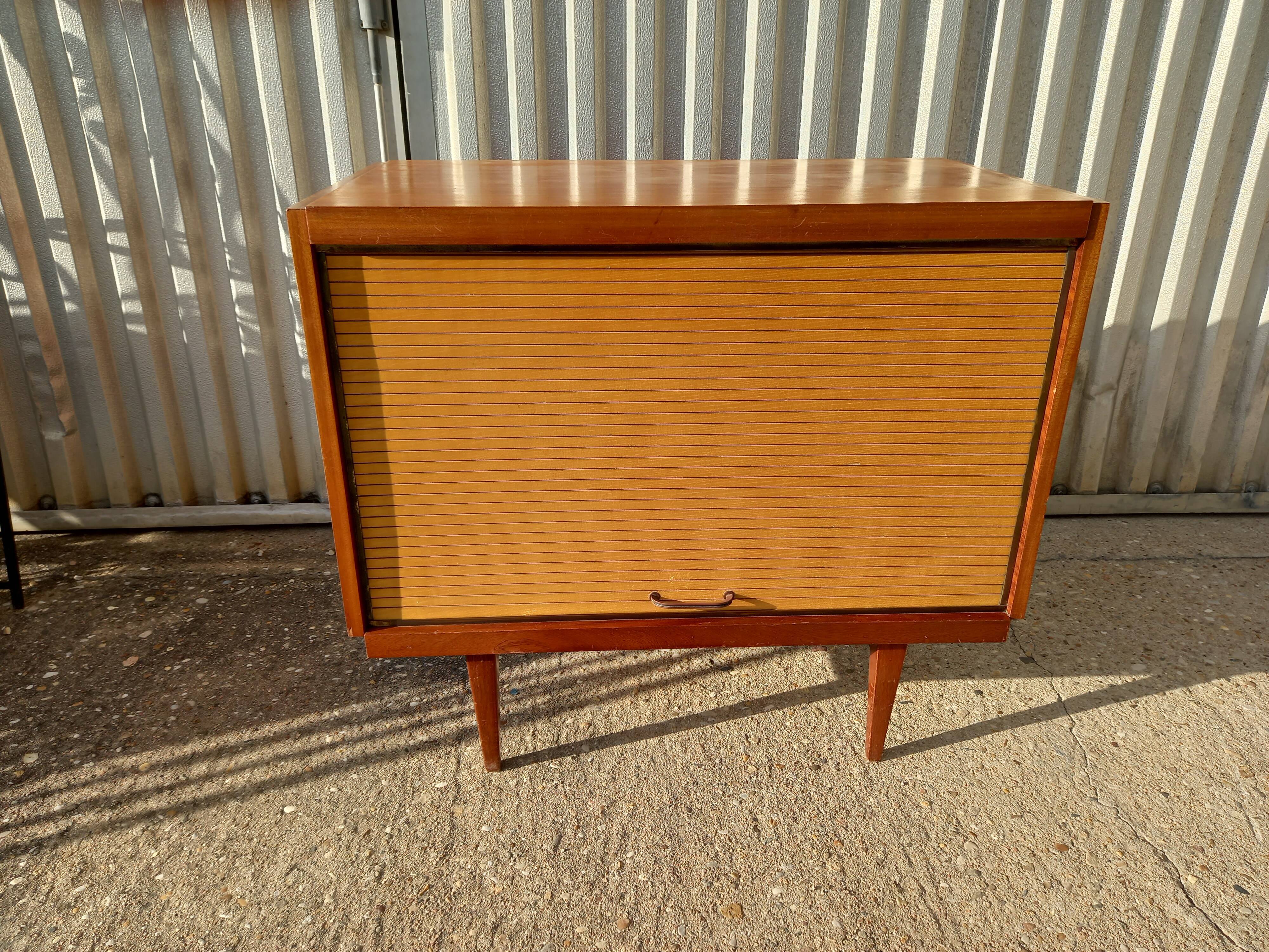 Vintage sideboard with shutter or sliding door 60s