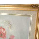 Tableau bouquet de fleurs tons pastels signé Frederick