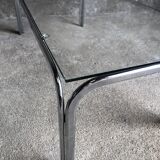 Coffee table with chrome legs and glass top, 1970