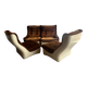 Airborne 1970s Modular 4-Seater Sofa — Brown Velvet Cushions with Cream ABS Shell