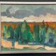 Huile sur toile originale suédoise – « Arbres » par Ola Gehardt – Vintage et encadrée