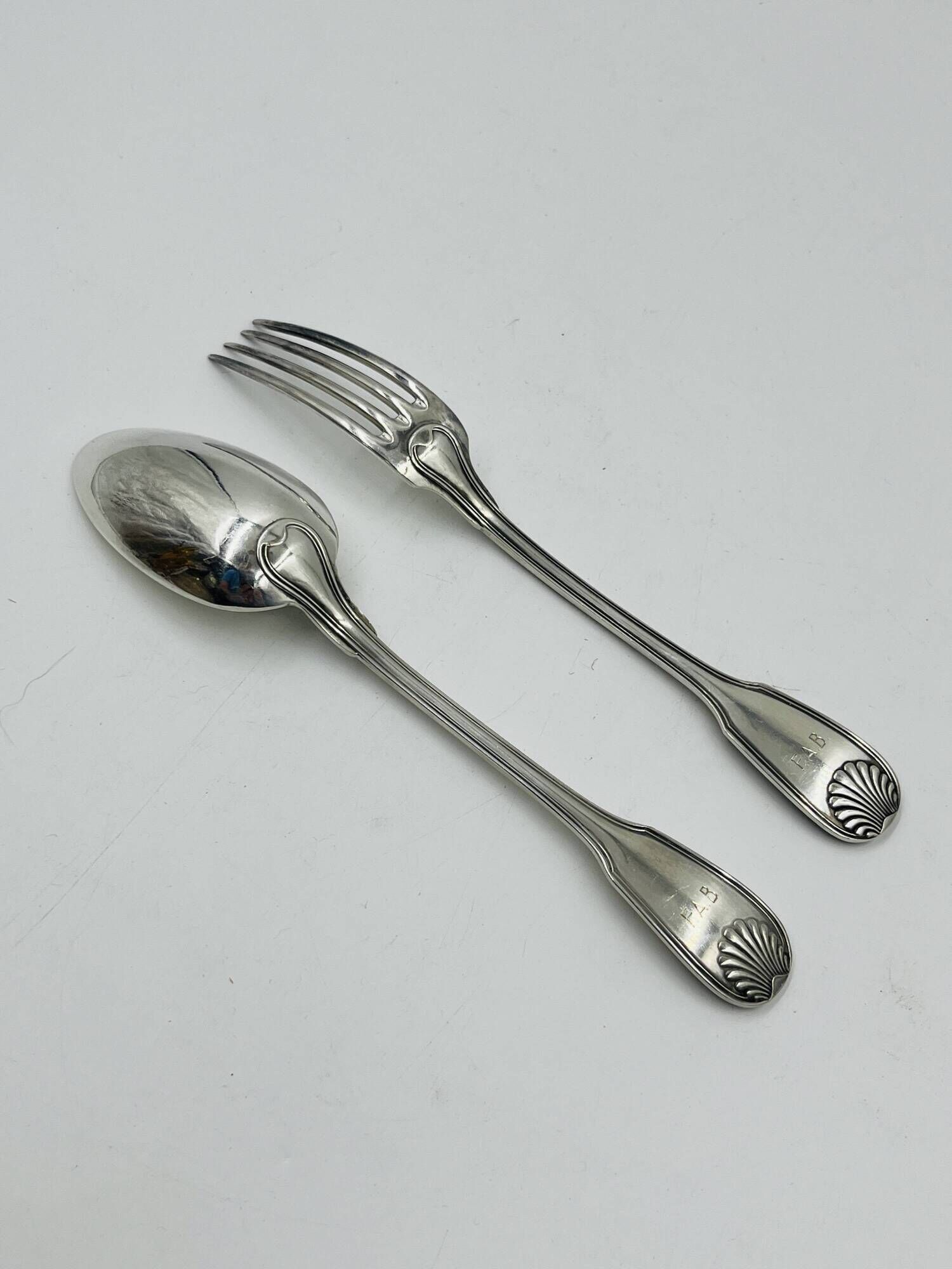 Silver-Plated Metal Cutlery Set Monogram F.B.