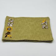 Lot de 4 sets de table vintage brodés en toile de jute