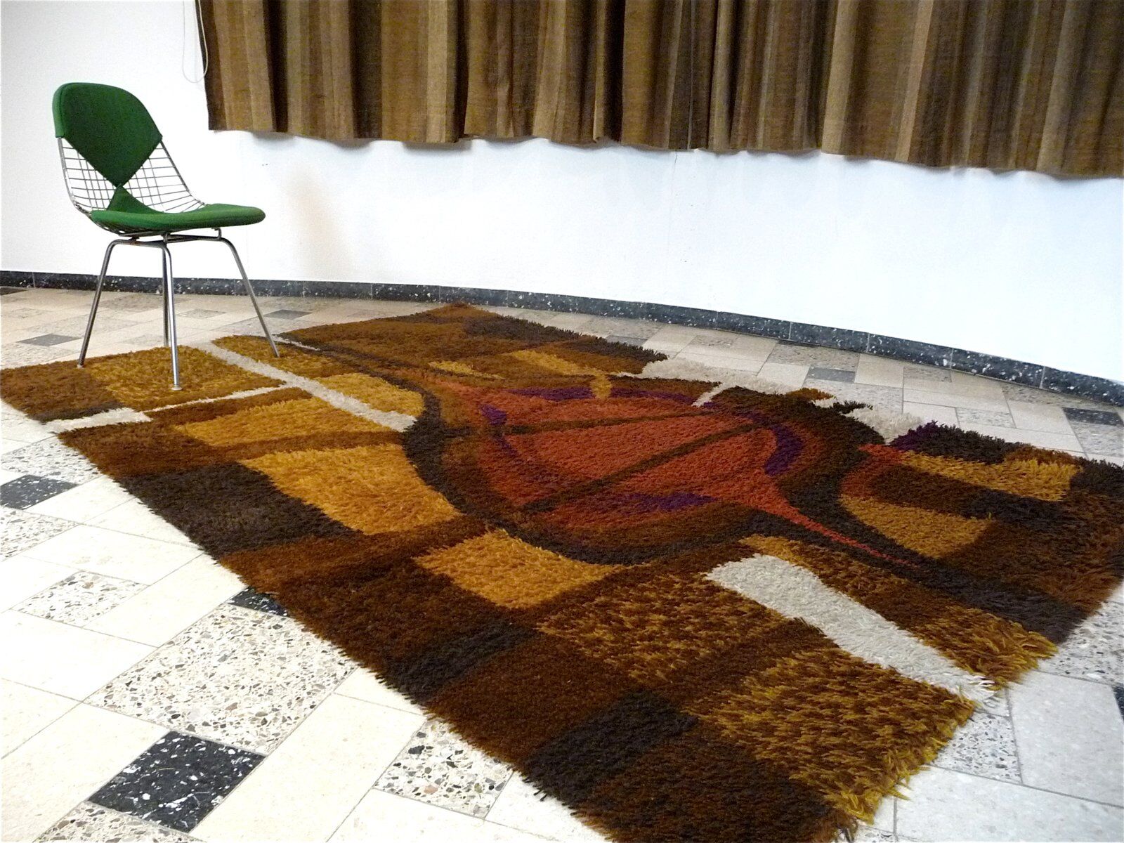 Large Scandinavian Rug with abstract Decor by Ege Rya, Denmark 1960s