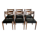Scandinavian teak and faux leather chairs - set of 6