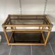 Vintage 1950s rattan and glass TV storage unit.