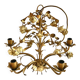 Italian golden metal chandelier with floral decoration, six lights, 1950s-60s.